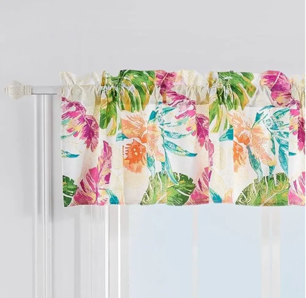 Pack of 2 Greenland Home Tropics Window Valance, 84 x 18 inches, Coral